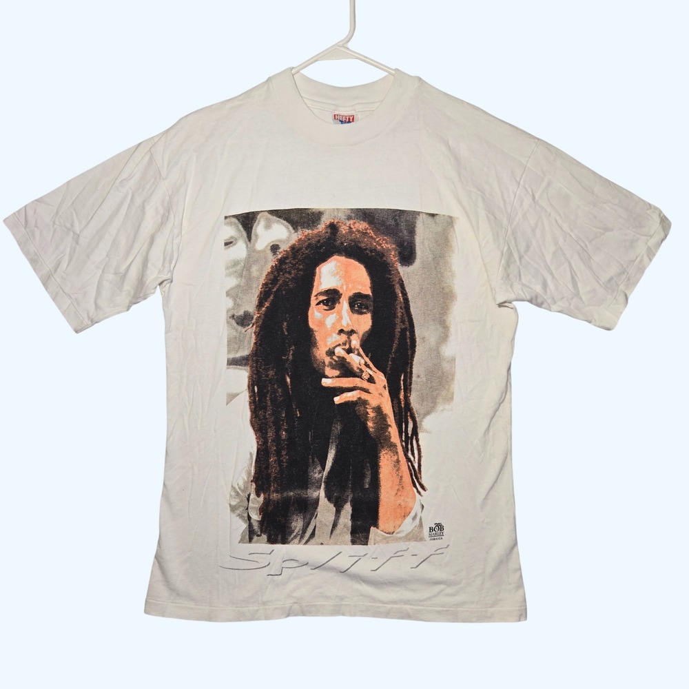 Vintage Bob Marley Spliff Graphic T Shirt Hefty Tag XL Reggae Music Tee READ